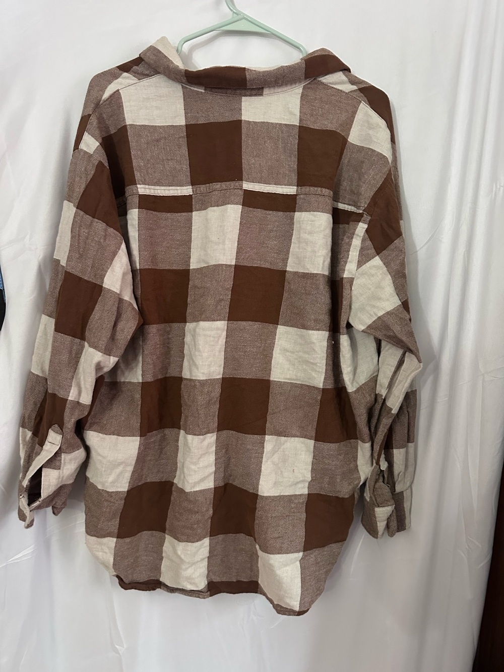 Old Navy Brown and Cream Plaid Flannel Shirt - Picture 2 of 2